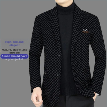 Vyriski kasdienis švarkas - liesus kirpimas, vienos eilė su trim mygtukais, 70% poliesteris, siuvinėjimo detalės, vėjo atsparus, ruduo