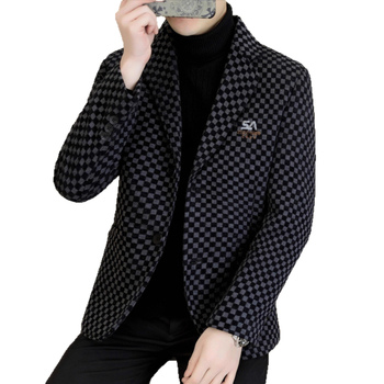 Vyriski kasdienis švarkas - liesus kirpimas, vienos eilė su trim mygtukais, 70% poliesteris, siuvinėjimo detalės, vėjo atsparus, ruduo