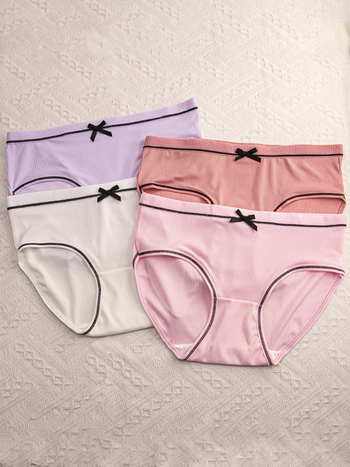 4-dielne spodné prádlo, dýchajúca stredná oblasť pásu s detailom motýlieho uzla, Modal s obsahom bavlny <30%, univerzálny štýl, zimná sezóna 2024