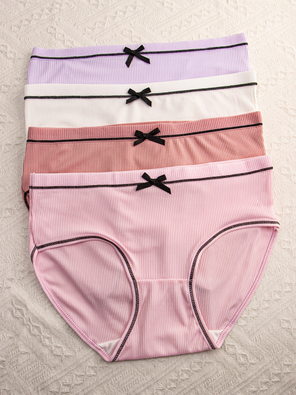 4-dielne spodné prádlo, dýchajúca stredná oblasť pásu s detailom motýlieho uzla, Modal s obsahom bavlny <30%, univerzálny štýl, zimná sezóna 2024