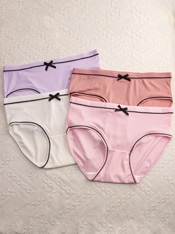 4-dielne spodné prádlo, dýchajúca stredná oblasť pásu s detailom motýlieho uzla, Modal s obsahom bavlny <30%, univerzálny štýl, zimná sezóna 2024