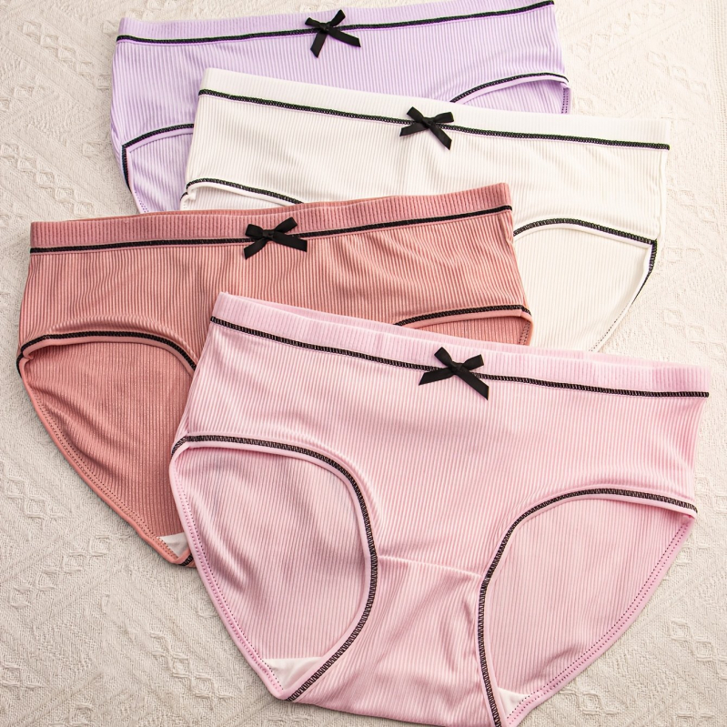 4-dielne spodné prádlo, dýchajúca stredná oblasť pásu s detailom motýlieho uzla, Modal s obsahom bavlny <30%, univerzálny štýl, zimná sezóna 2024