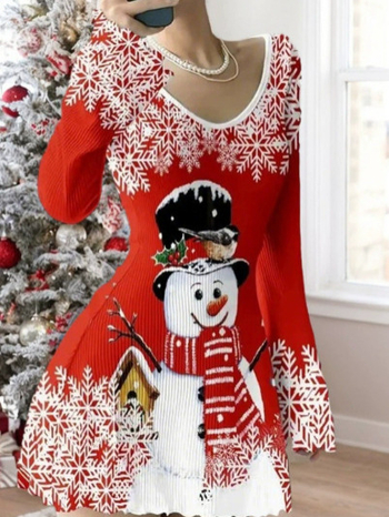 Haljina s V izrezom, rukavi trumpet, srednja duljina, poliester, elegantan gradski stil