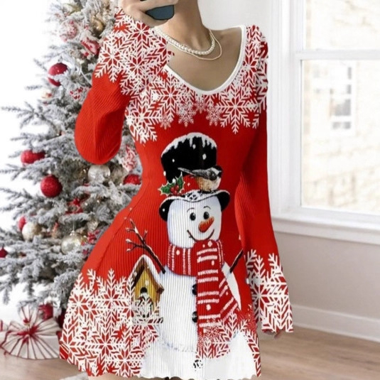 Haljina s V izrezom, rukavi trumpet, srednja duljina, poliester, elegantan gradski stil