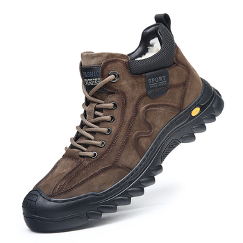 Pánske zimné snehové čižmy, vrchnok z dvojitej kože, vnútro z vlny, gumová podrážka, protišmykové, teplé, odolné