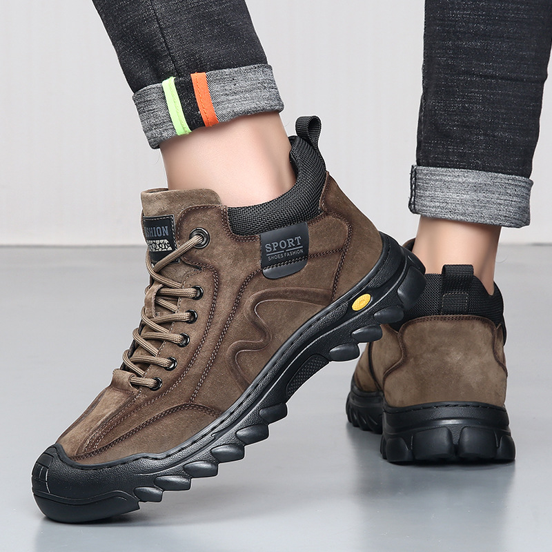 Pánske zimné snehové čižmy, vrchnok z dvojitej kože, vnútro z vlny, gumová podrážka, protišmykové, teplé, odolné