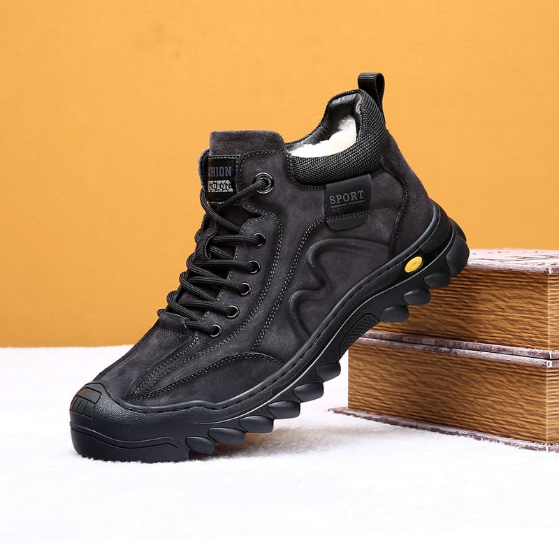 Pánske zimné snehové čižmy, vrchnok z dvojitej kože, vnútro z vlny, gumová podrážka, protišmykové, teplé, odolné
