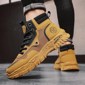 Pánske Martin čižmy, vysoký top, PU koža, priedušné, protišmykové, britský štýl, zimné