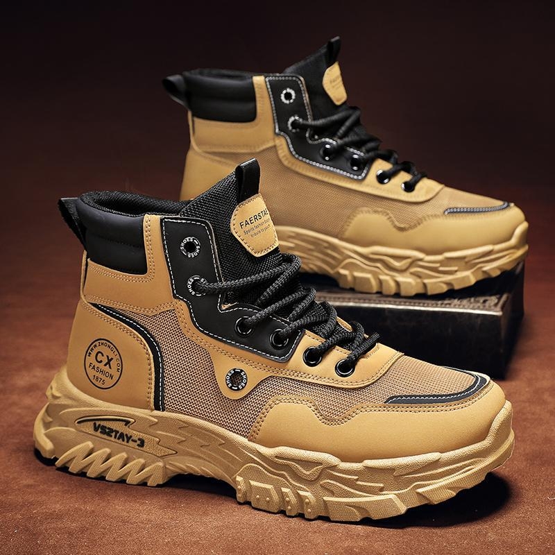 Pánske Martin čižmy, vysoký top, PU koža, priedušné, protišmykové, britský štýl, zimné