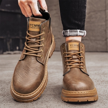 Martin čizme s PU gornjim dijelom, gumeni potplat, srednje visine, naprijed vezivanje, vodootporne i protuklizne