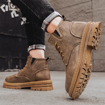 Martin čizme s PU gornjim dijelom, gumeni potplat, srednje visine, naprijed vezivanje, vodootporne i protuklizne