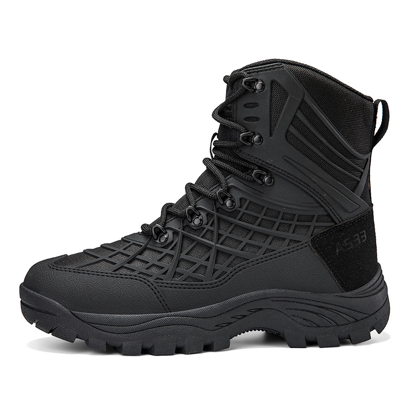 Visoke taktičke vojničke čizme za odrasle muškarce, prozračne za pustinjske planinarenje, s Oxford platnom, TPU i telećim velurom