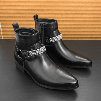 Pánske Chelsea topánky s okrúhlym nosom, vrchnok z veluru, gumová podrážka, nízka výška šachty, nízka päta