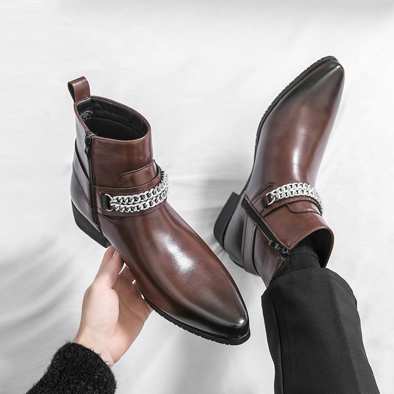 Pánske Chelsea topánky s okrúhlym nosom, vrchnok z veluru, gumová podrážka, nízka výška šachty, nízka päta