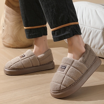 Muške papuče EVA: gornji dio i potplat EVA, mekana plišasta podstava s prugama, protuklizna potplata za zimu