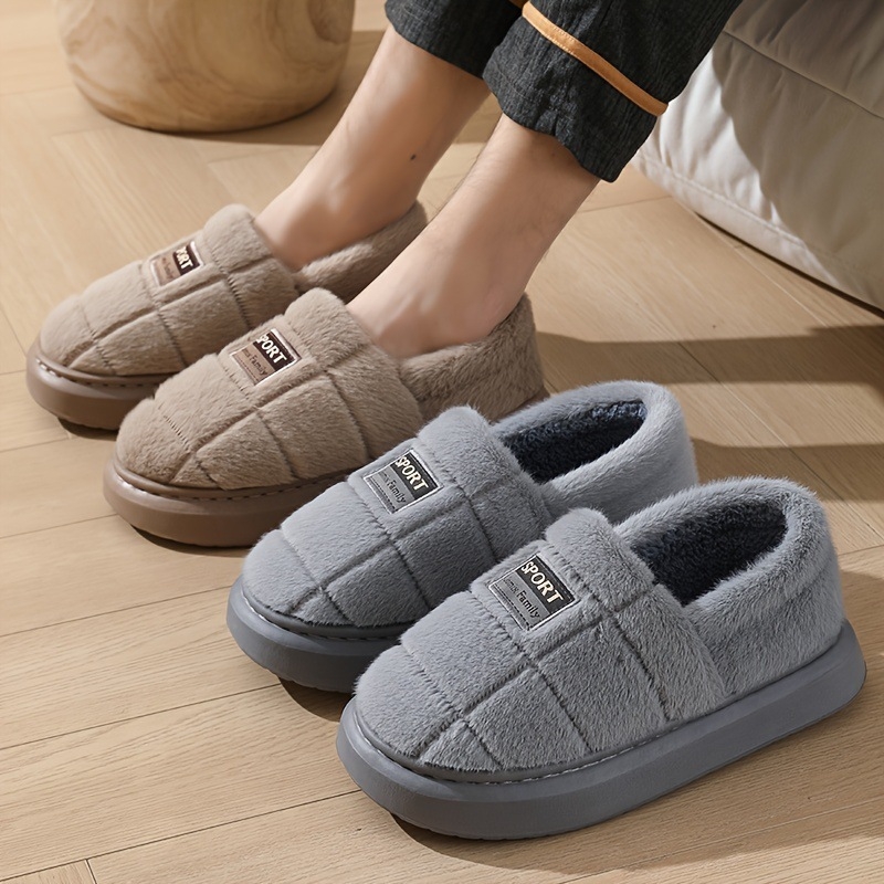 Muške papuče EVA: gornji dio i potplat EVA, mekana plišasta podstava s prugama, protuklizna potplata za zimu