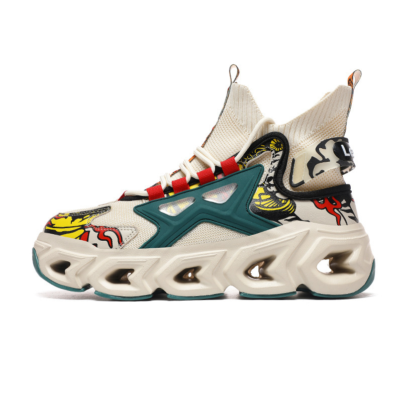 Pánske športové tenisky s čepeľovou podrážkou a tank podrážkou, sieťový vrchný diel, priedušné, šnurovanie