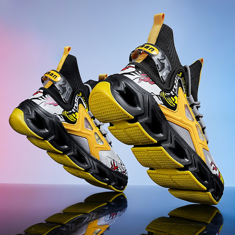 Pánske športové tenisky s čepeľovou podrážkou a tank podrážkou, sieťový vrchný diel, priedušné, šnurovanie