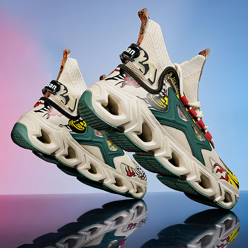 Pánske športové tenisky s čepeľovou podrážkou a tank podrážkou, sieťový vrchný diel, priedušné, šnurovanie