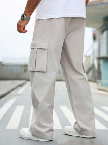 Pantaloni de lucru cu mai multe buzunare – stil american, lungi, talie medie, croială dreaptă, 100% poliester