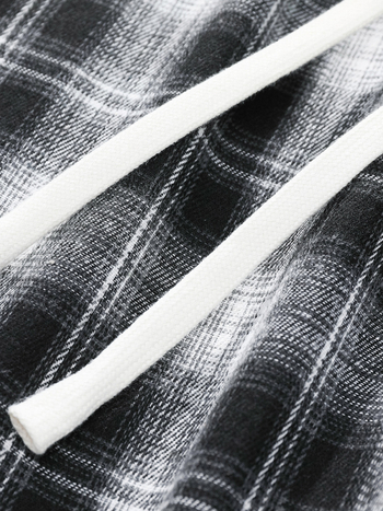 Muške karirane udobne hlače s ravnim krojem, opuštene siluete, šniru u struku