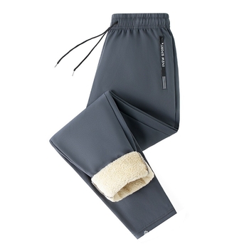 Muške sportske hlače s fleece podstavom, ravni kroj, visok pojas, šnira za pričvršćivanje