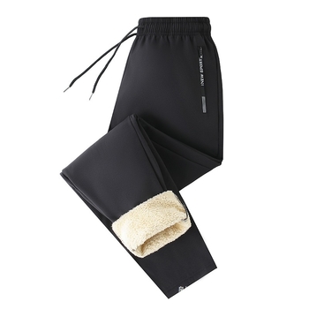 Muške sportske hlače s fleece podstavom, ravni kroj, visok pojas, šnira za pričvršćivanje