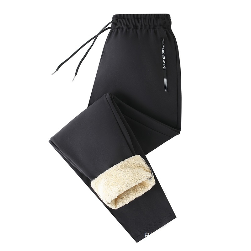 Muške sportske hlače s fleece podstavom, ravni kroj, visok pojas, šnira za pričvršćivanje