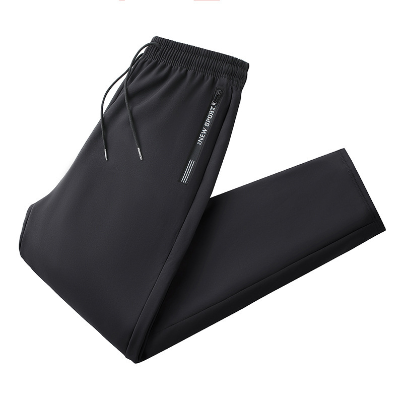 Muške sportske hlače s fleece podstavom, ravni kroj, visok pojas, šnira za pričvršćivanje