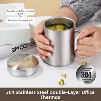 Hrnek z nehrdzavejúcej ocele 304 s viečkom, dvojito stenná izolácia, moderný minimalistický dizajn, ideálny darček pre podnikanie