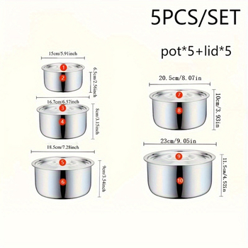 Nerezová kuchynská misa s viečkom – guľatá misa na šaláty a polievky, odolná voči hrdzi, leštený povrch