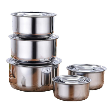 Nerezová kuchynská misa s viečkom – guľatá misa na šaláty a polievky, odolná voči hrdzi, leštený povrch