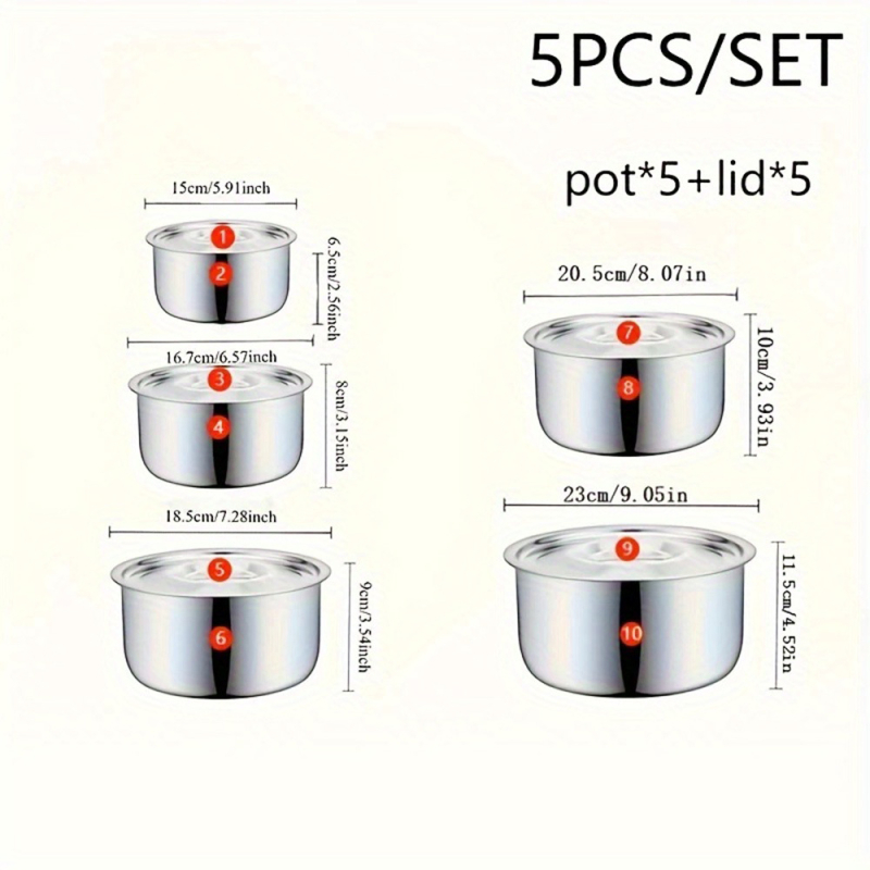 Nerezová kuchynská misa s viečkom – guľatá misa na šaláty a polievky, odolná voči hrdzi, leštený povrch