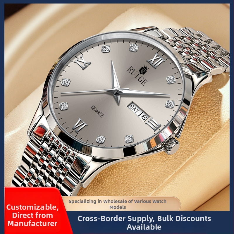 Pánske ultra tenké quartz hodinky s vodotesnosťou 10 m, luminiscenčný displej a kalendár