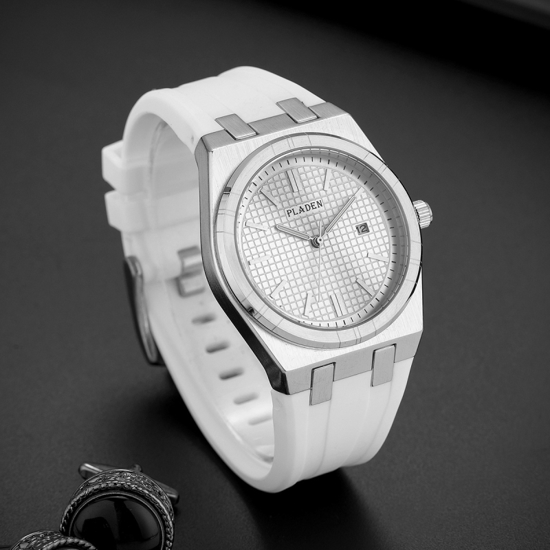 PLADEN Pánske kvarc hodinky s silikónovým remienkom – Model 3817, ciferník 40 mm, hrúbka 11 mm, svetelný kalendár, vodeodolnosť 30 m
