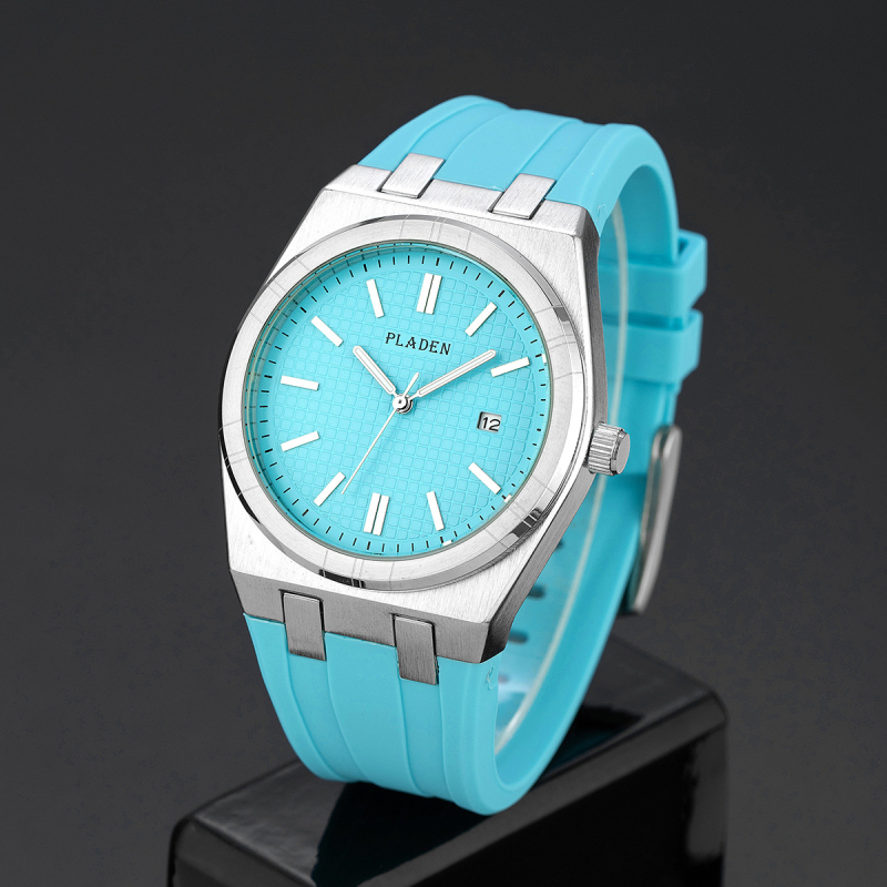 PLADEN Pánske kvarc hodinky s silikónovým remienkom – Model 3817, ciferník 40 mm, hrúbka 11 mm, svetelný kalendár, vodeodolnosť 30 m