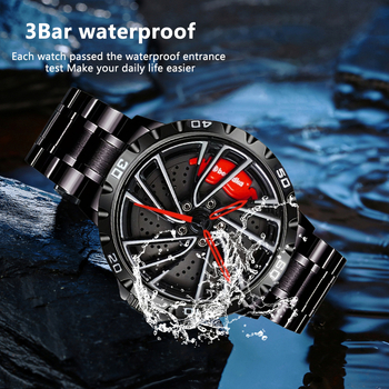 BOYADKA športové hodinky zo série Wheel Hub, analogový kvarc pohon Miyota 2039 (Japonsko), ciferník priemer 43 mm, hrúbka 13 mm, vodotesnosť 30 m, náramok z ocele