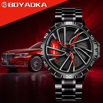 BOYADKA športové hodinky zo série Wheel Hub, analogový kvarc pohon Miyota 2039 (Japonsko), ciferník priemer 43 mm, hrúbka 13 mm, vodotesnosť 30 m, náramok z ocele