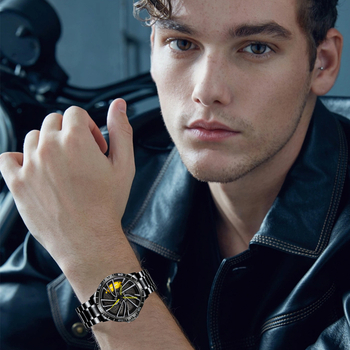 BOYADKA športové hodinky zo série Wheel Hub, analogový kvarc pohon Miyota 2039 (Japonsko), ciferník priemer 43 mm, hrúbka 13 mm, vodotesnosť 30 m, náramok z ocele