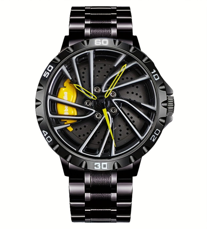 BOYADKA športové hodinky zo série Wheel Hub, analogový kvarc pohon Miyota 2039 (Japonsko), ciferník priemer 43 mm, hrúbka 13 mm, vodotesnosť 30 m, náramok z ocele