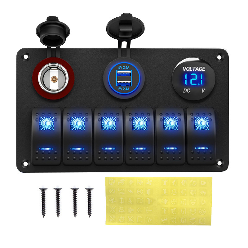 Panel rocker prepínačov s konfiguráciami 6+3 a 8+4, multifunkčný dizajn v tvare lode, 5P, 2 rýchlosti, nabíjateľný