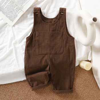 Detská corduroy kombinéza s ramienkami, voľný štýl, 100% bavlna, unisex, pre vek 1-3 roky
