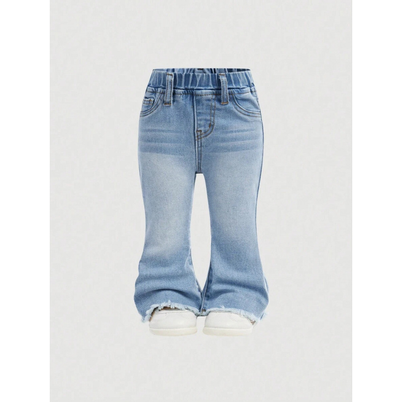 Dječje traperice od denima s elastičnim pojasom i džepovima, Lyocell tkanina, vlakna regenerirane celuloze, za djecu od 8 godina