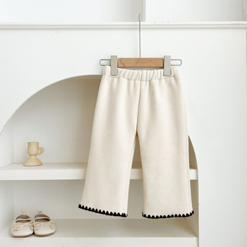 Dievčenské dlhé nohavice v kórejskom štýle, bavlnený corduroy, elastický pás, jednofarebné, 95% bavlna