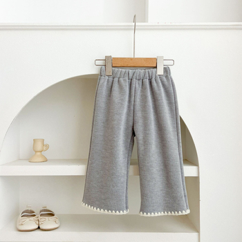 Dievčenské dlhé nohavice v kórejskom štýle, bavlnený corduroy, elastický pás, jednofarebné, 95% bavlna