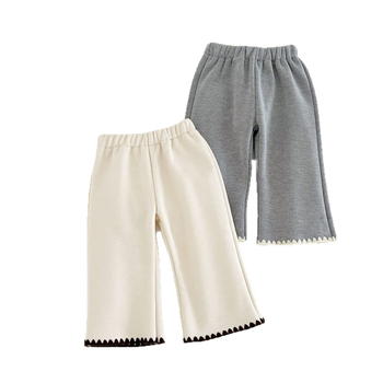 Dievčenské dlhé nohavice v kórejskom štýle, bavlnený corduroy, elastický pás, jednofarebné, 95% bavlna