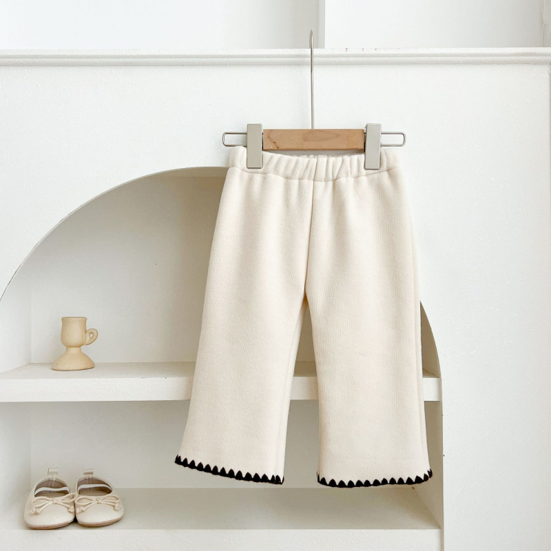 Dievčenské dlhé nohavice v kórejskom štýle, bavlnený corduroy, elastický pás, jednofarebné, 95% bavlna