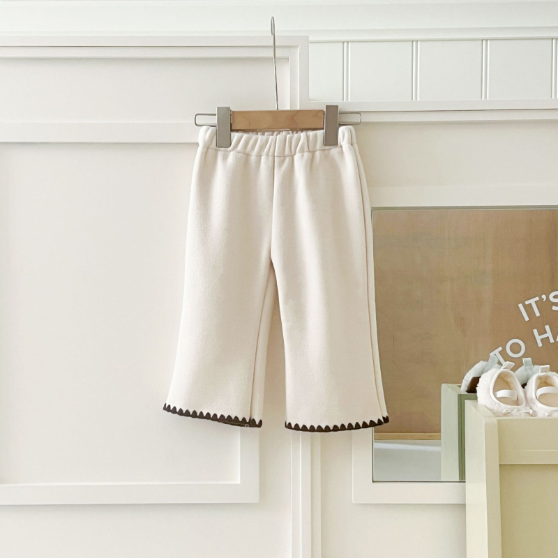 Dievčenské dlhé nohavice v kórejskom štýle, bavlnený corduroy, elastický pás, jednofarebné, 95% bavlna