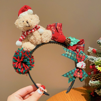 Detská gumička do vlasov – vianočný karikatúrny vzor, látka, ručne vyrobené, samostatné balenie, pre deti 3–10 rokov