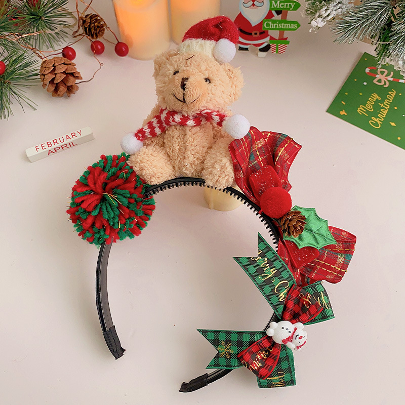 Detská gumička do vlasov – vianočný karikatúrny vzor, látka, ručne vyrobené, samostatné balenie, pre deti 3–10 rokov